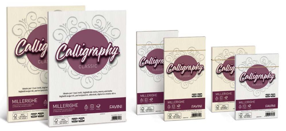 FAVINI CALLIGRAPHY MILLERIGHE 25 BUSTE 100 gr. AVORIO 02 cm. 11x22