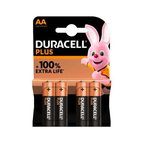 BATTERIE DURACELL STILO ( AA / LR6 / MN 1500 ) 1.5V STILO PLUS POWER ALKALINE CONF. 4 PZ.