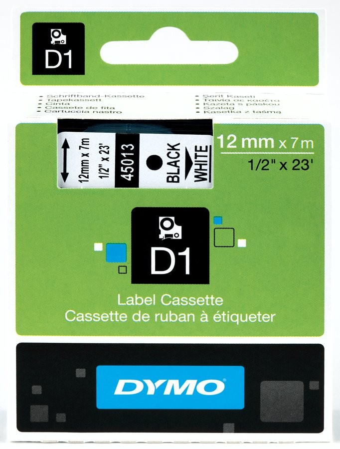 NASTRO DYMO D1 12 mm x 7 m Nero/Bianco