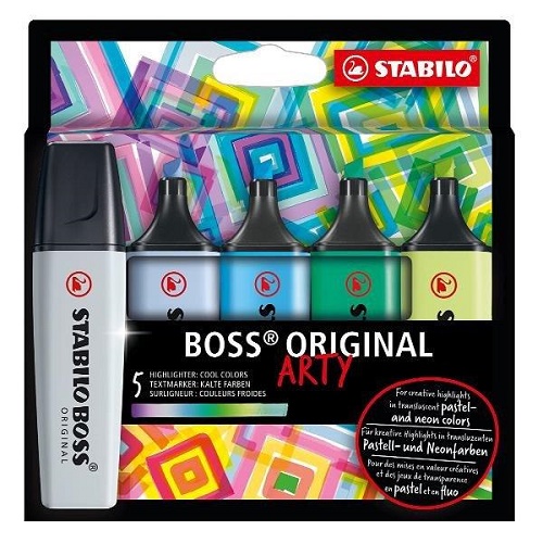 EVIDENZIATORI STABILO BOSS IN ASTUCCIO DA 5 PZ COLORI FREDDI