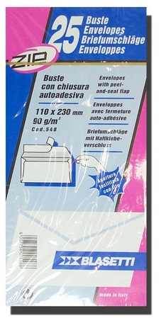 BUSTE PER CORRISPONDENZA BIANCHE 90 GR. CM. 11X23 CON STRIP (25 PZ)