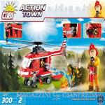 MATTONCINI COBI, LEGO-COMPATIBILI,ACTION TOWN/1473/ELICOTTERO VIGILI DEL FUOCO (300 PZ)