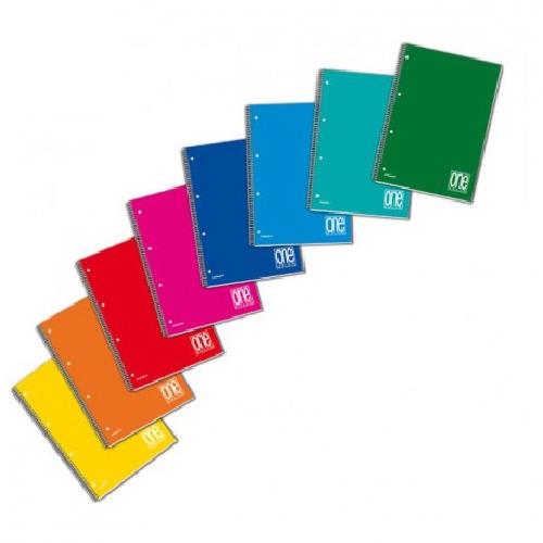 QUADERNO "ONE COLOR" A5 SPIRALATO 60 FOGLI DA 80 GR. CON 4 FORI 5MM
