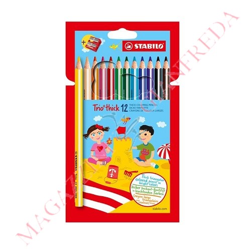 COLORI A PASTELLO STABILO TRIO MAXI (12 PZ) CON TEMPERINO