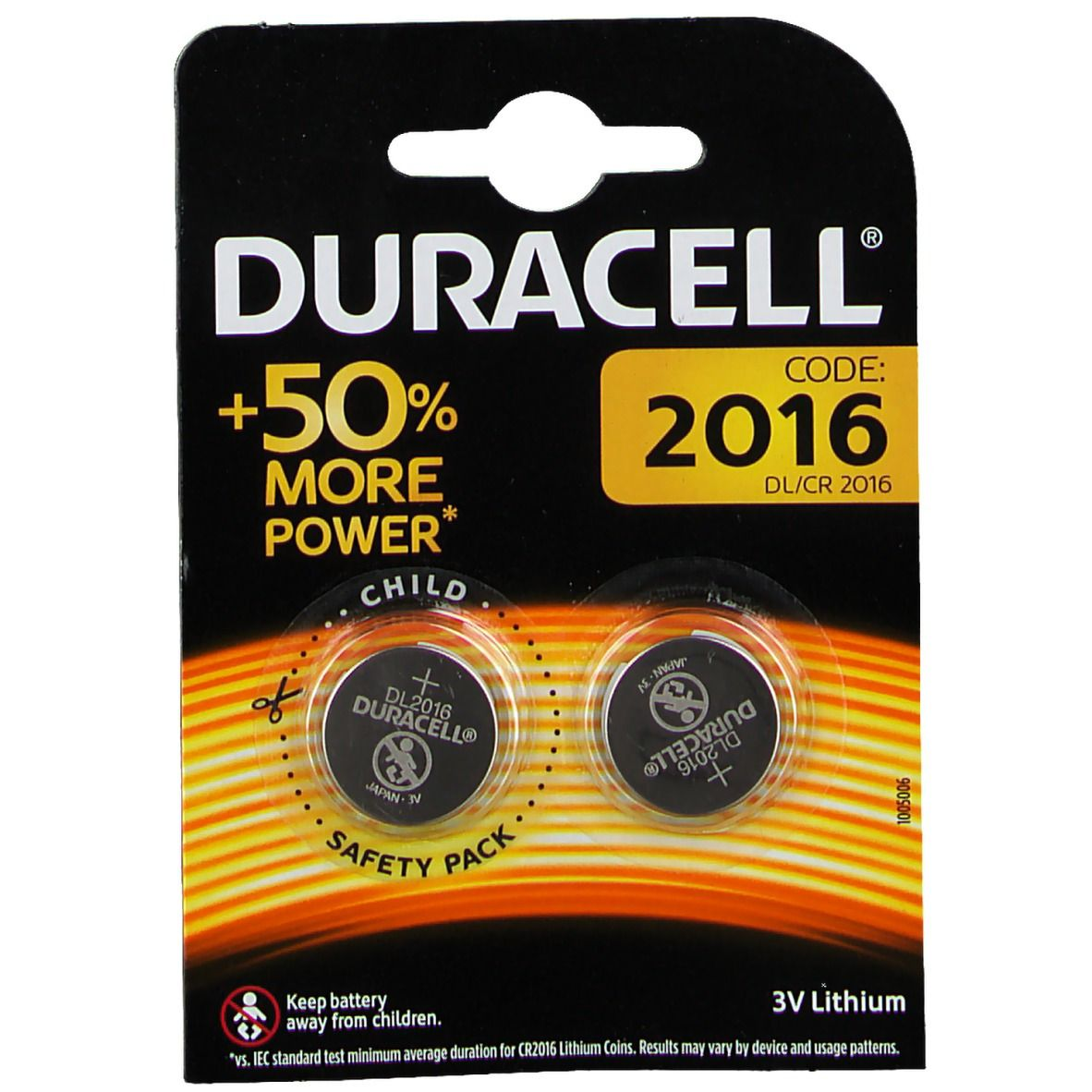 DURACELL BATTERIA DL2016 LITIO 3V  CONF. 2 PEZZI
