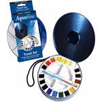 AQUAFINE ACQUERELLI DALER ROWNEY SET ASSORTITO 18 MEZZI GODET PANETTI 1,5ML 1 PENNELLO 2 TAVOLOZZE