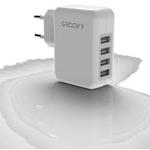 CARICATORE DA PRESA A MURO 4 PORTE  USB COLORE BIANCO