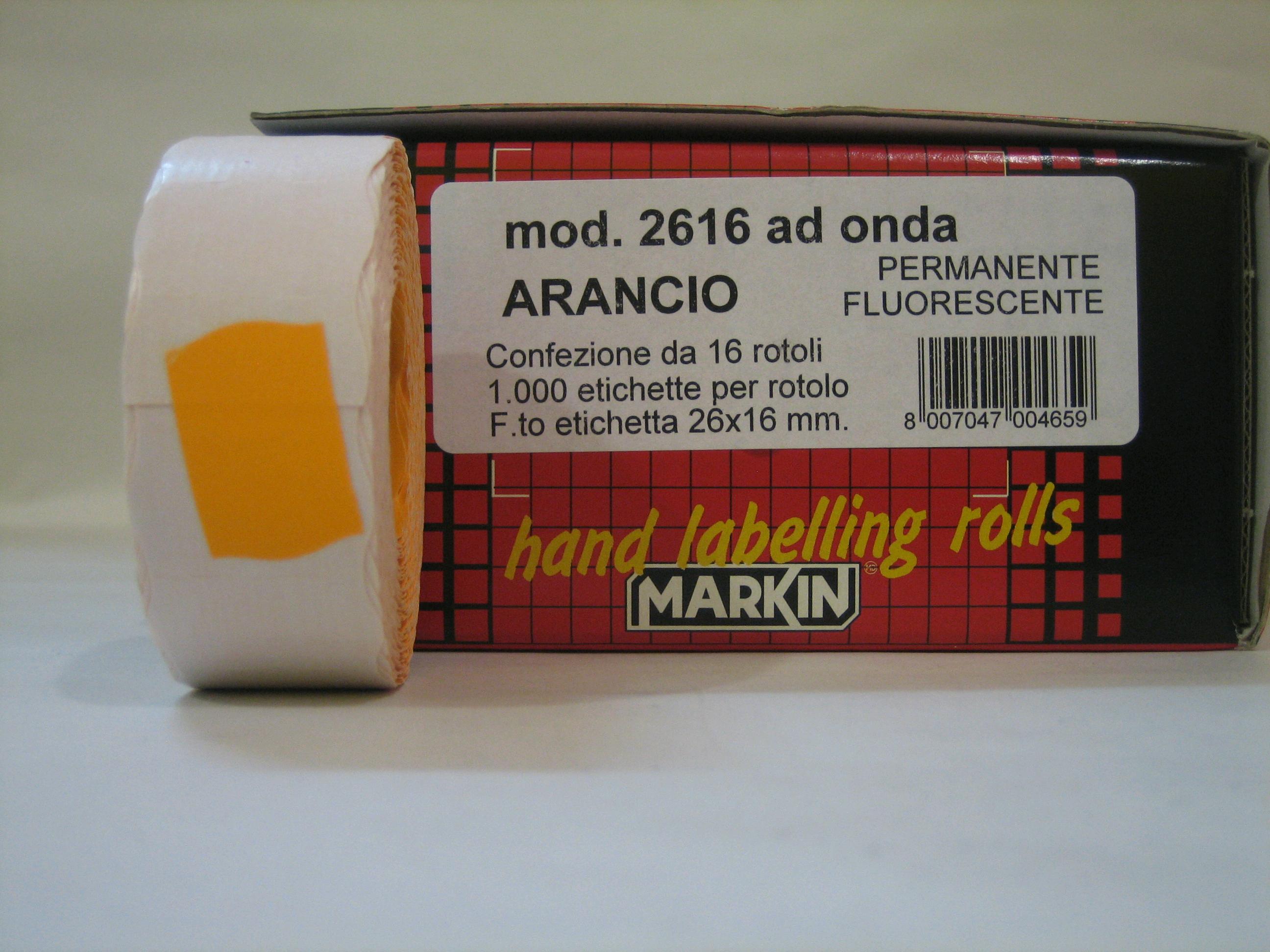 ROTOLO PREZZATRICE 26X16 ARANCIO PERMANENETE AD ONDA