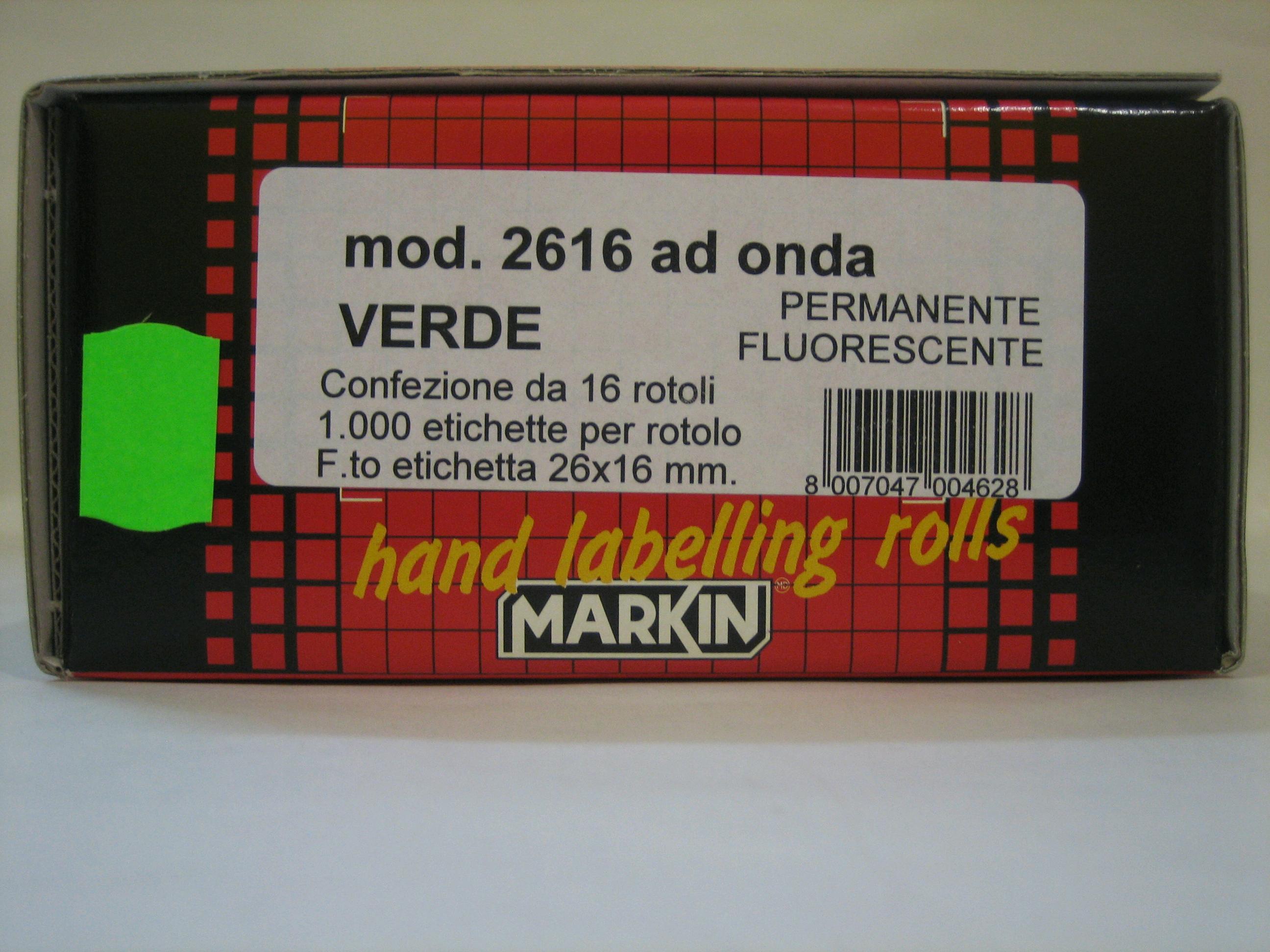 ROTOLO PREZZATRICE 26X16 VERDE PERMANENETE AD ONDA