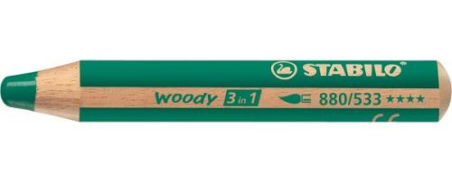 STABILO woody 3 in 1: matitone colorato, acquarello e pastello a cera verde scuro