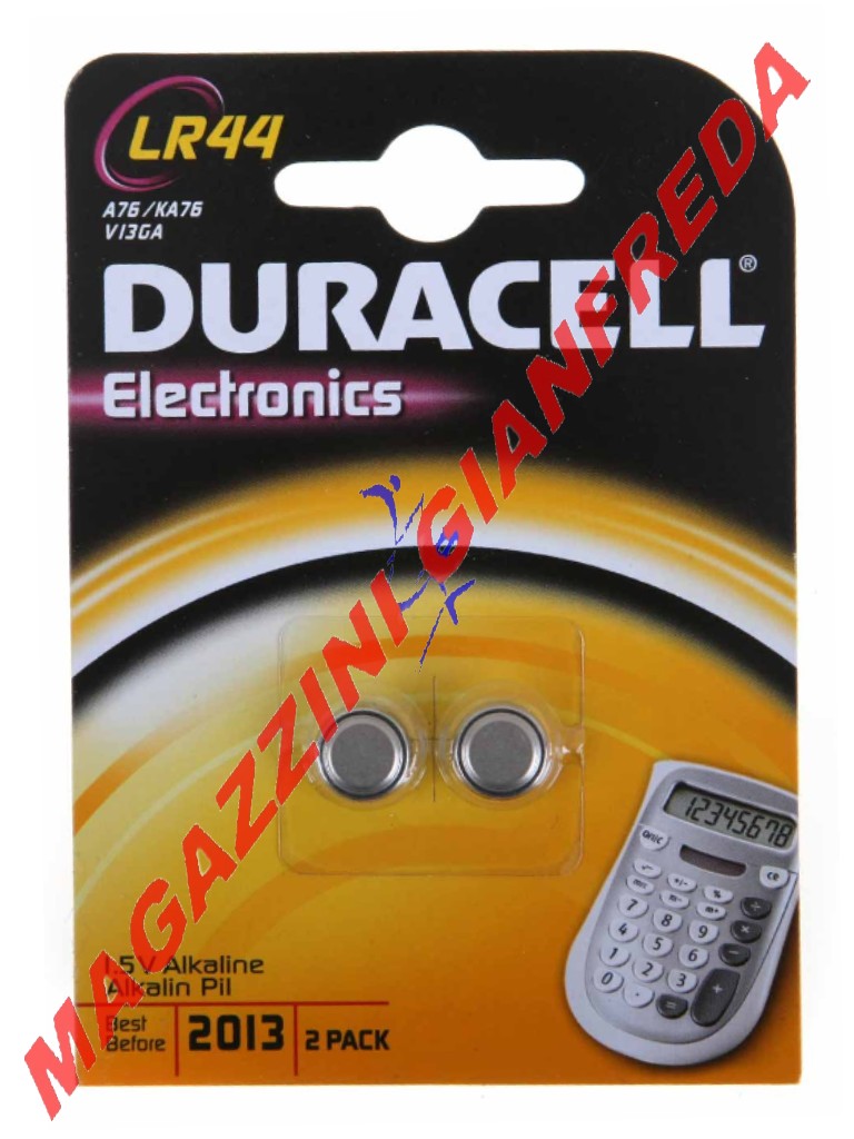 DURACELL BATTERIA LR44 ALKALINE 1,5 V   CONFEZIONE (2pz)