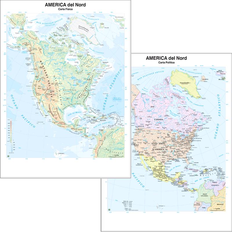 CARTE MURALI SCOLAS.BIFAC,America del Nord - Scolastica