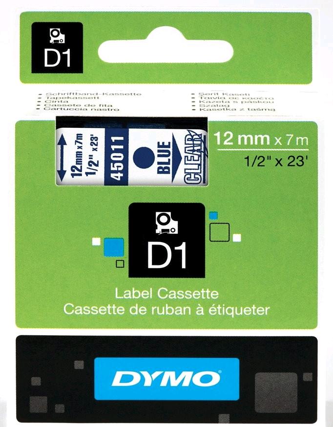 NASTRO DYMO D1 12 mm x 7 m BLU/TRSPARENTE 