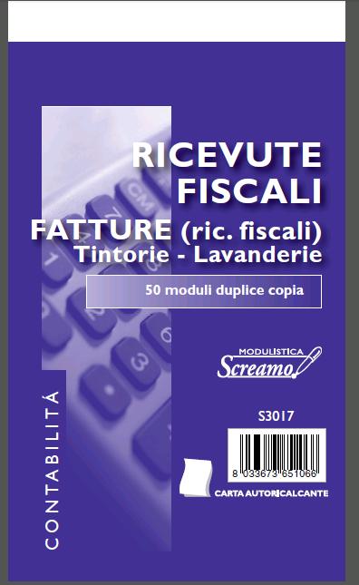 Blocco* Ricevute Fiscali Pren.te Tintorie e Lavanderie 50/50 fogli autoricalc.