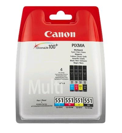 KIT 4 CARTUCCE CANON  551 BK/C/M/Y (4 x 4ml) ORIGINALI