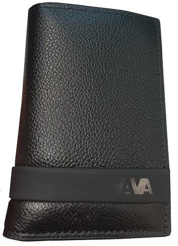 PORTAMONETE CON PORTACARD NAVA DESIGN "EASY ADVANCE LEATHER" NERO