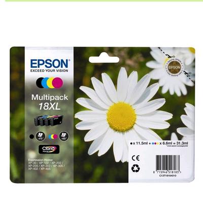 KIT CARTUCCE EPSON T1816  BK-C-M-Y  31.3ml  ALTA CAPACITA' ORIGINALE