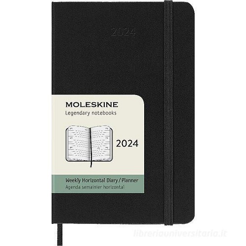 AGENDA 2024 MOLESKINE SETTIMANALE ORIZZONTALE POCKET RIGIDA NERA CM 9X14