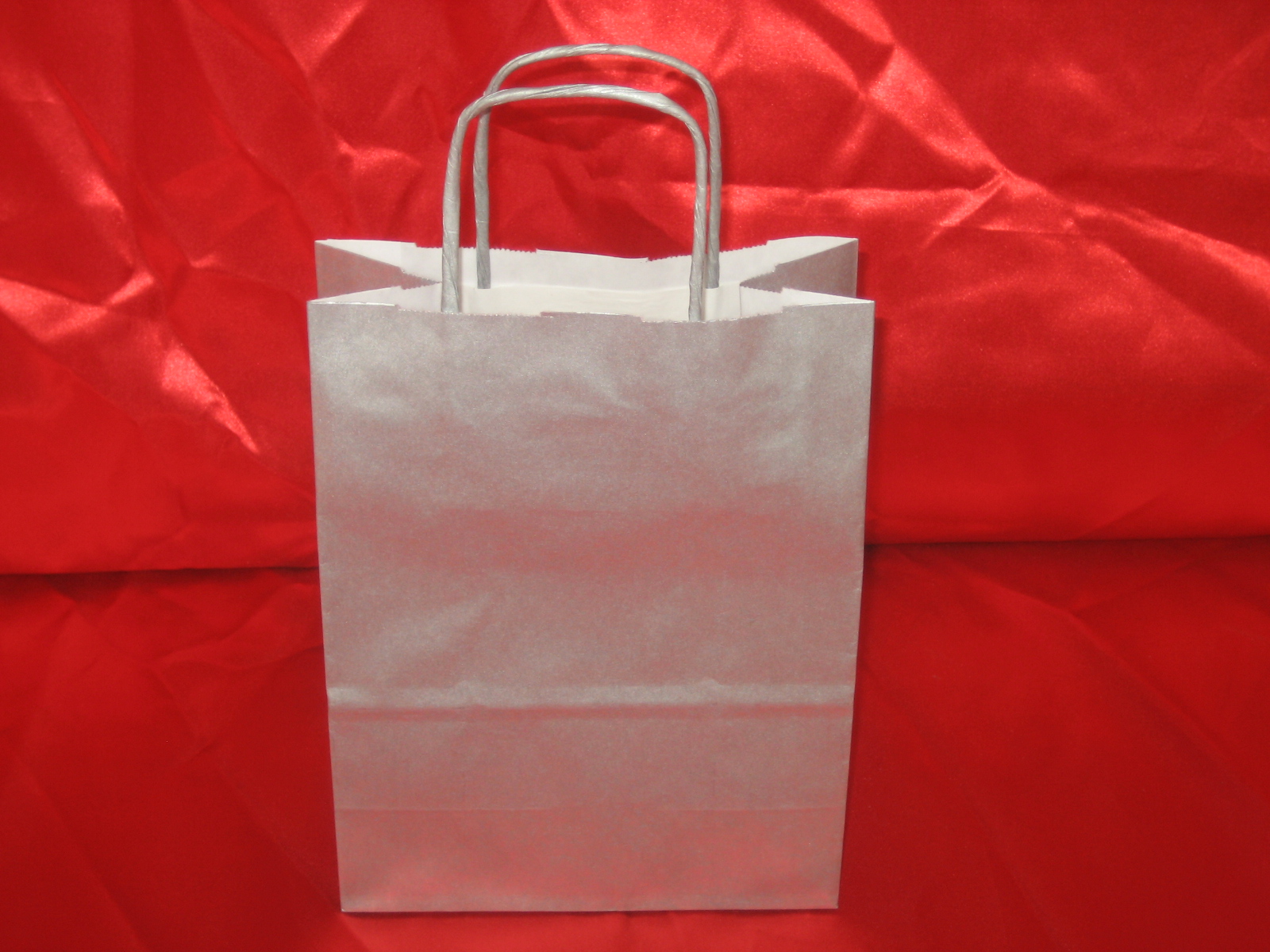 BUSTA REGALO CON CORDONCINO CM. 16X8X21 ARGENTO