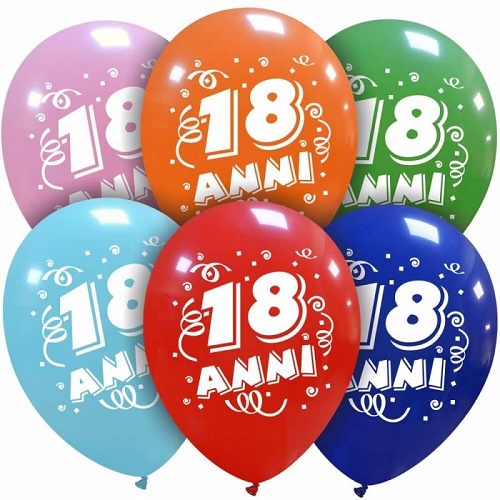 PALLONCINI COLORATI "18 ANNI" CONF. 25 PZ. COL. ASSORTITI