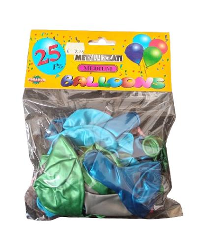 PALLONCINI COLORATI CONF.25 PZ. COLORI METALLIZZATI