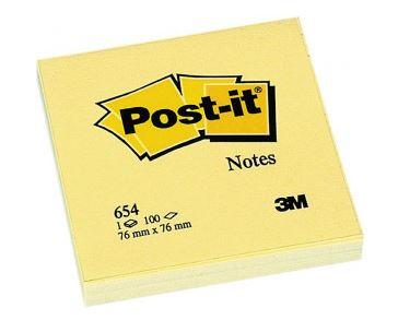 POST-IT GIALLO CANARY 654-CY  MM. 76X76, 100 FG/BLOCCHETTO (12 PZ)