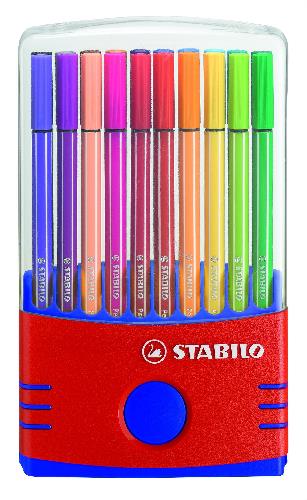 STABILO PEN 68 ASTUCCIO COLOR PARADE ROSSO CON 20 COLORI ASSORTITI