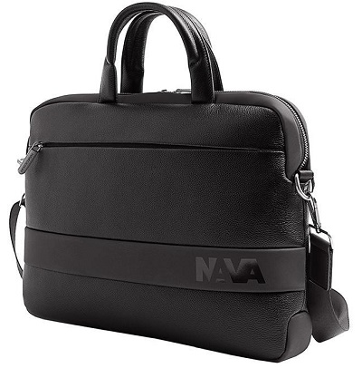 BORSA SLIM TRACOLLA NAVA DESIGN "EASY ADVANCE LEATHER" NERO EDL019NN