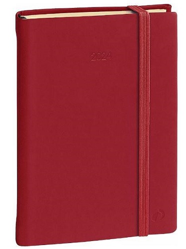 AGENDA TASCABILE GIORNALIERA 2024 BLOCCO FISSO, CON ELASTICO, cm. 8,5X13 DAILY POCKET "SILK" COL. BORDEAUX