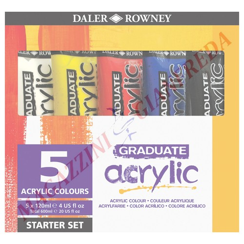 MAIMERI DALER ROWNEY "GRADUATE ACRYLIC" IN TUBETTO 120 ml. SCATOLA IN CARTONE 5 PZ.