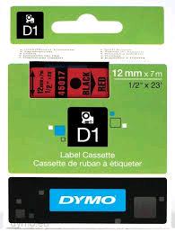 NASTRO DYMO D1 12 mm x 7 m NERO/ROSSO