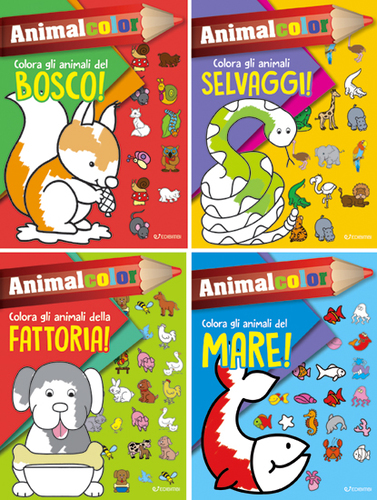 ALBUM DA COLORARE - "ANIMALCOLOR" 4 SCENARI FATTORIA/SELVGGI/MARE/BOSCO