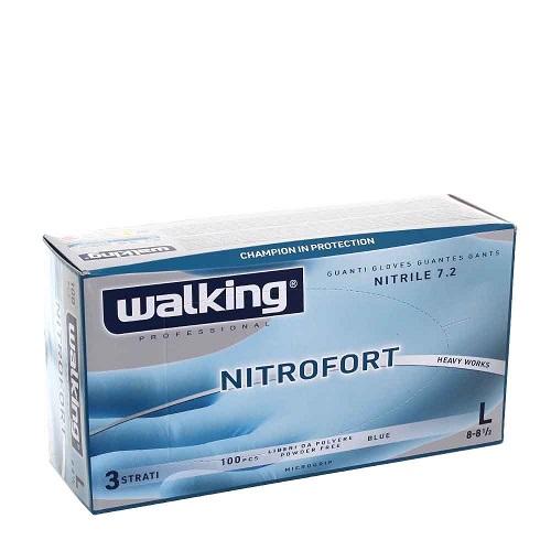 GUANTI MONOUSO IN NITRILE USO ALIMENTARE "NITROFLEX PLUS 4.5 WALKING", TAGLIA L, 100 PZ