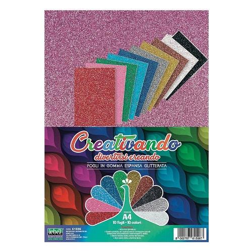FOGLIO GOMMA EVA GLITTERATO COL. ASS.