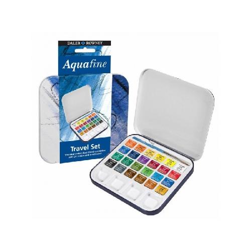AQUAFINE ACQUERELLI DALER ROWNEY SET ASSORTITO 24 GODET PANETTI 1,5ML 1 PENNELLO 1 TAVOLOZZA