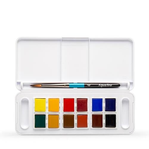 AQUAFINE ACQUERELLI DALER ROWNEY SET ASSORTITO 12 MEZZI GOMET