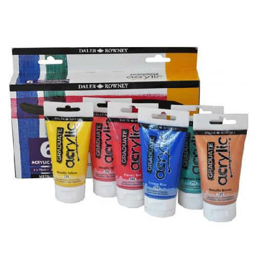 MAIMERI DALER ROWNEY"GRADUATE  ACRYLIC" IN TUBETTO 75 ml. 6 COLORI METALLICI 