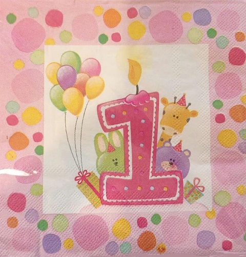 CF.20 TOVAGLIOLI 1°BIRTHDAY ROSA 3 VELI CM.33X33