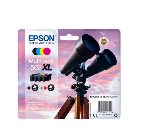 KIT EPSON 502 XL  NERO, CIANO, MAGENTA, GIALLO (550 COPIE NERO - 470 COPIE COLORE ) ORIGINALE