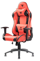 POLTRONA GAMING "PLAYCOM PM20" PVC+TESSUTO ROSSO NERO, BRACCIOLI, DOPPIO CUSCINO, SCHIENALE RECLINABILE