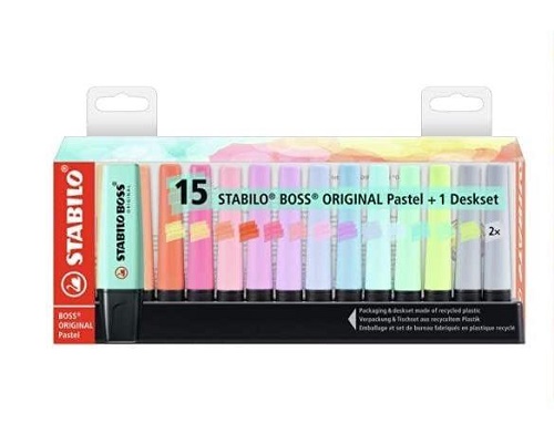 EVIDENZIATORI STABILO BOSS SET DA 15 PZ PASTELLO