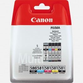 MULTIPACK CANON PGI 580 PGBK 11,2ml   CLI 581 5,6ml  NERO, CIANO , MAGENTA, GIALLO,NERO FOTO  ORIGINALE 