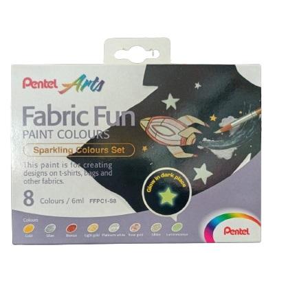 COLORI PER TESSUTO "FABRIC FUN" IN TUBETTO DA 6ML CONF. 8PZ COLORI METALLIZATI +1 FOSFORESCENTE