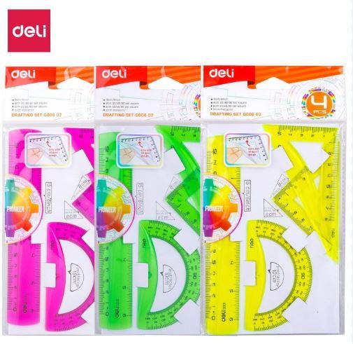 DELI GEOMETRY SET COLOR TRASPARENT 4 PZ.