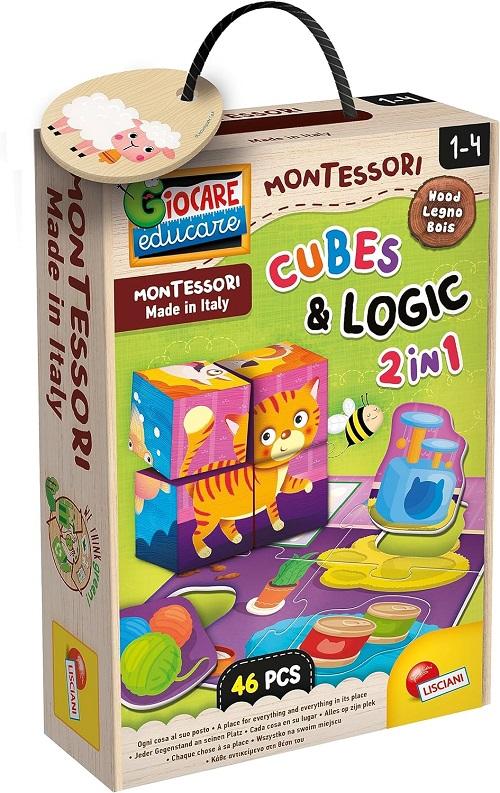 MONTESSORI - BABY WOOD CUBES AND LOGIC 2 IN 1