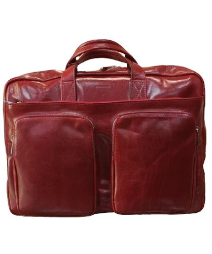 BORSA PORTADOCUMENTI CON 2 MANICI "CHIARUGI - OLD TUSCANY" IN PELLE ROSSO