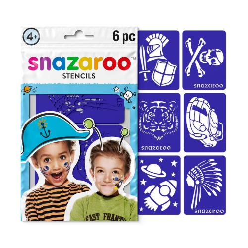 Stencil trucco per ragazzi 6 pz | Set stencil per body art e make-up creativo