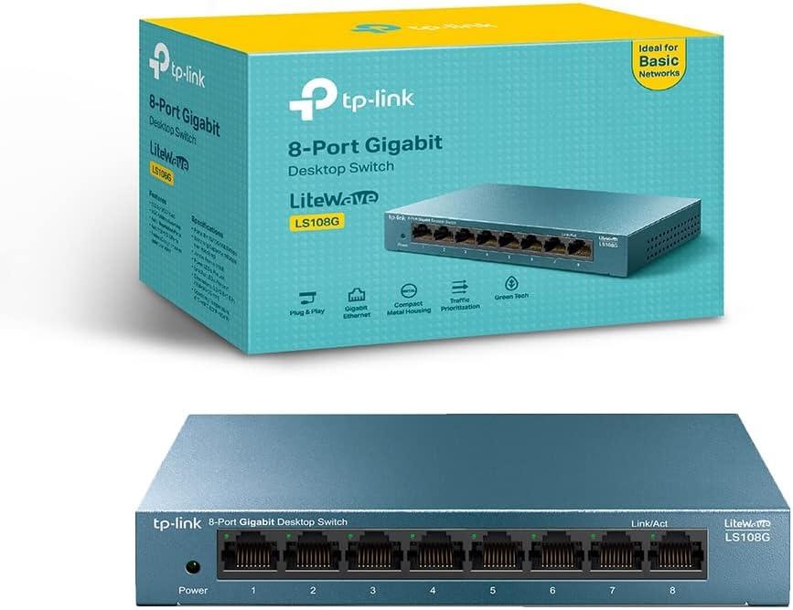 SWITCH TP-LINK LS108G 8P LAN GIGABIT SWITCH 10/100/1000Mbps RJ45 CASE METALLICO