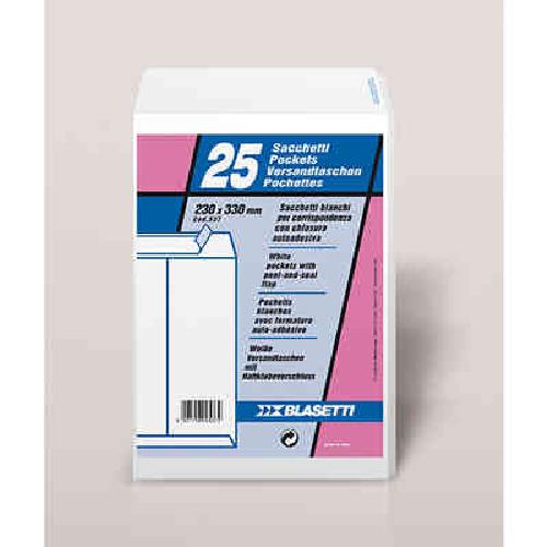 BUSTE A SACCO BIANCHE 100 GR. CM. 30X40 CON STRIP (25 PZ)