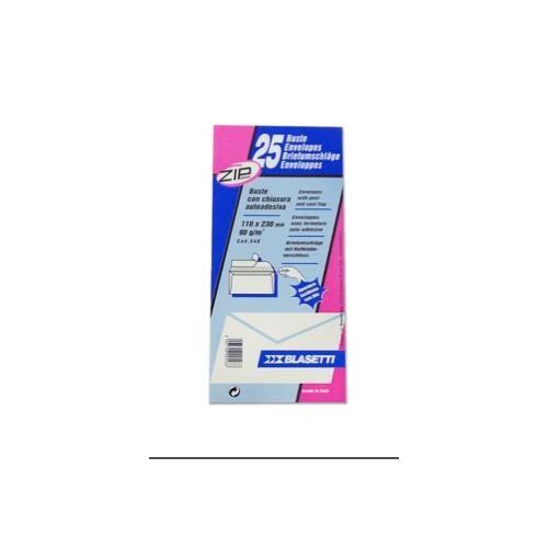 BUSTE PER CORRISPONDENZA BIANCHE 90 GR. CM. 11X23 CON STRIP CON FINESTRA (25 PZ)